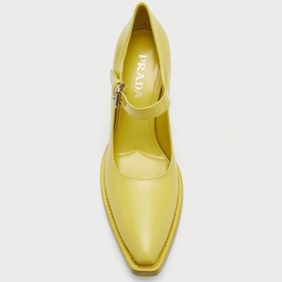 PRADA Leather Mary Jane Block Heel Pumps - Picture 4 of 6